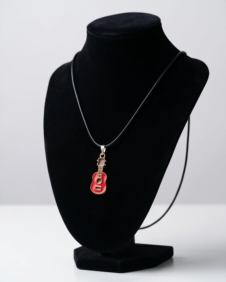 Gold and Red Acoustic Guitar Necklace