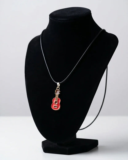 Gold and Red Acoustic Guitar Necklace