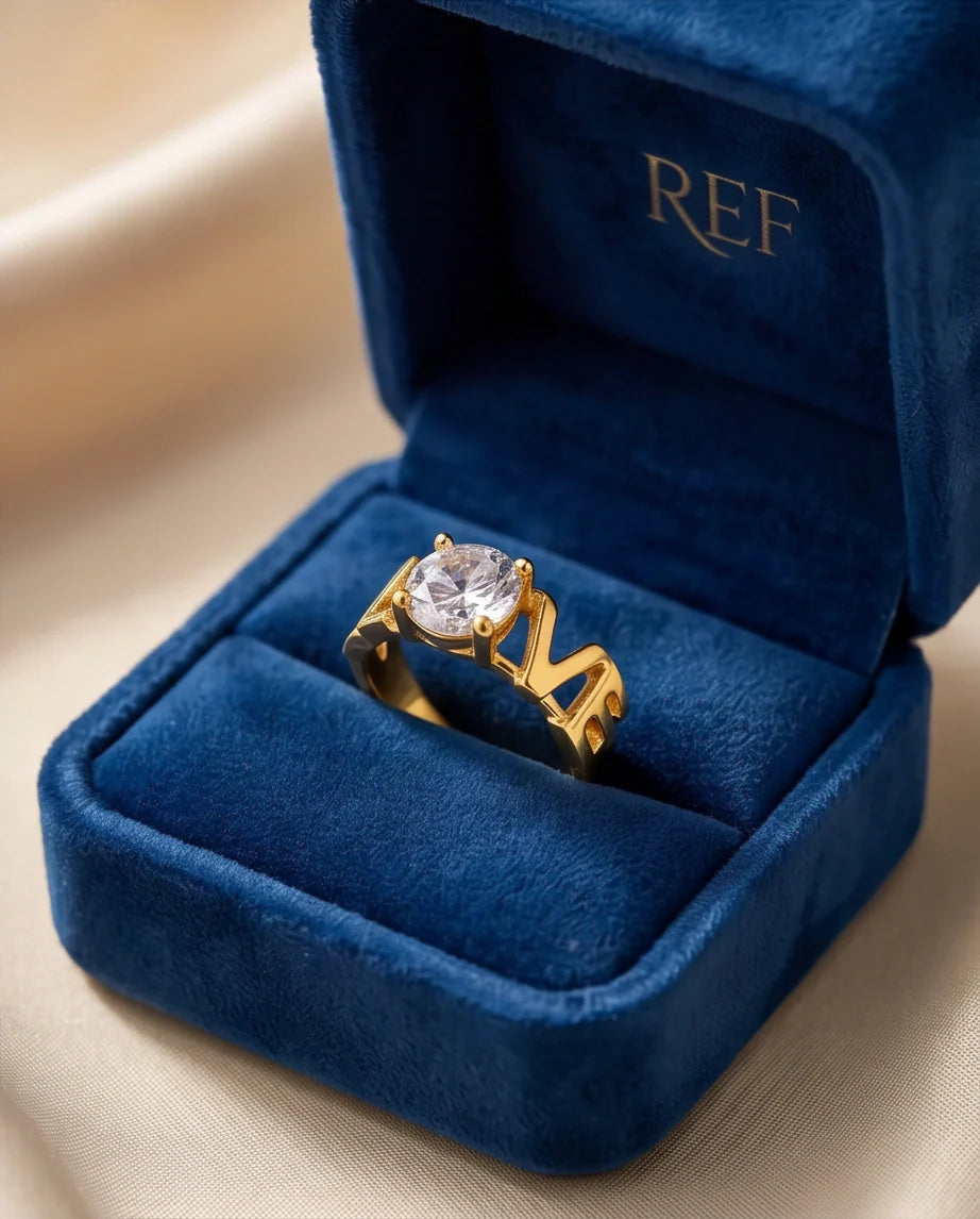 Golden Eternal Love Moissanite Ring