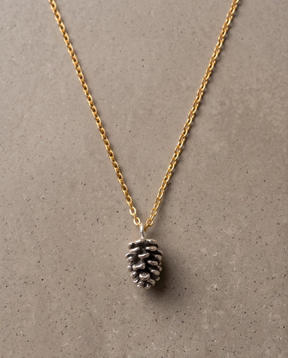 Antique Silver Pinecone Pendant Chain Necklace