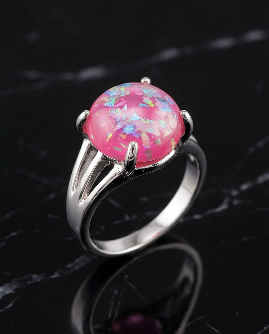 Blushing Nebula Pink Opal Ring