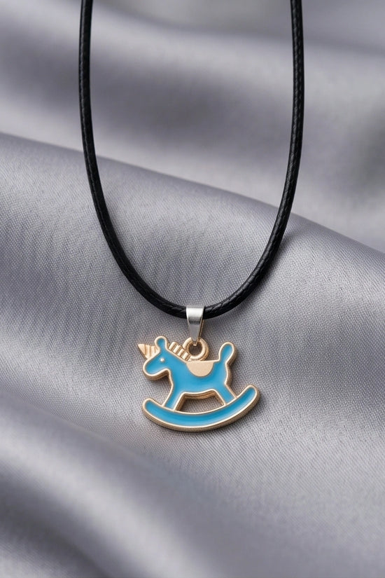 Gold and Turquoise Rocking Unicorn Necklace