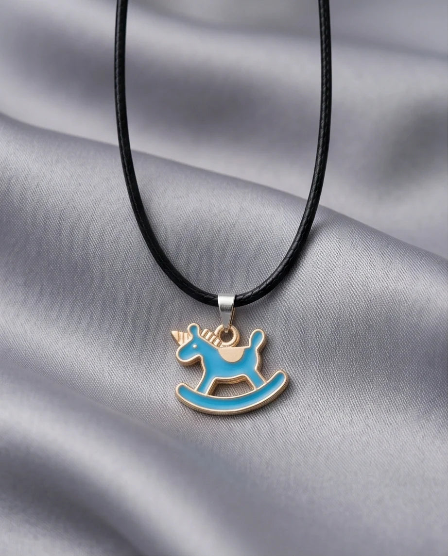 Gold and Turquoise Rocking Unicorn Necklace