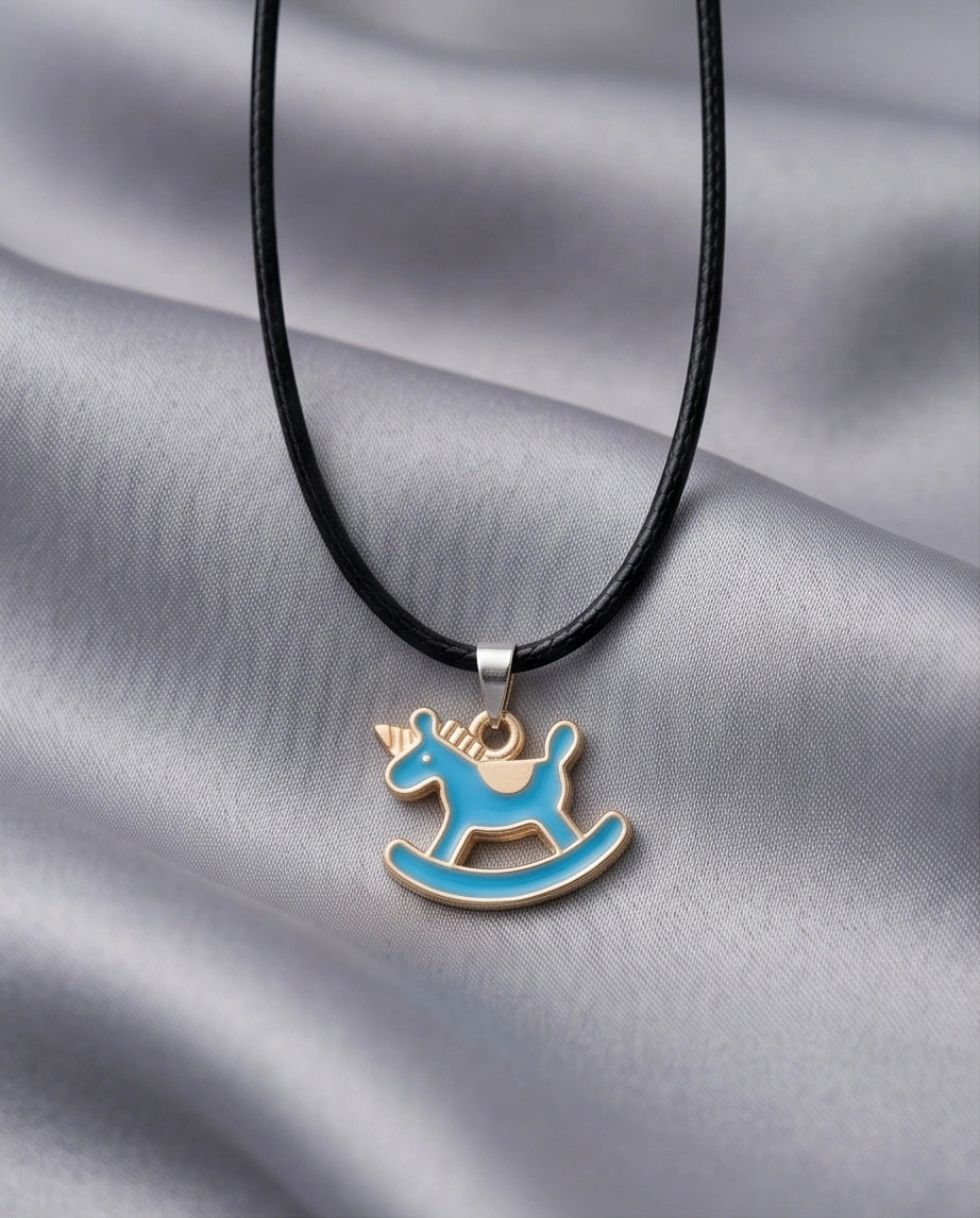Gold and Turquoise Rocking Unicorn Necklace