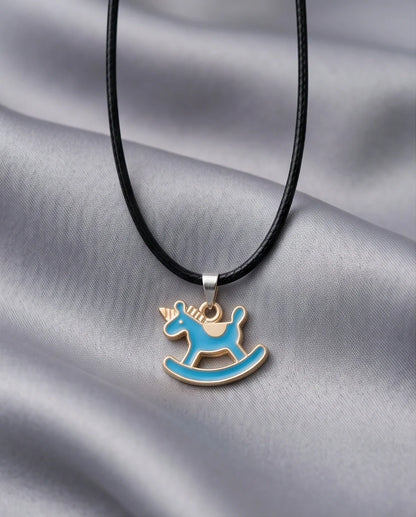 Gold and Turquoise Rocking Unicorn Necklace