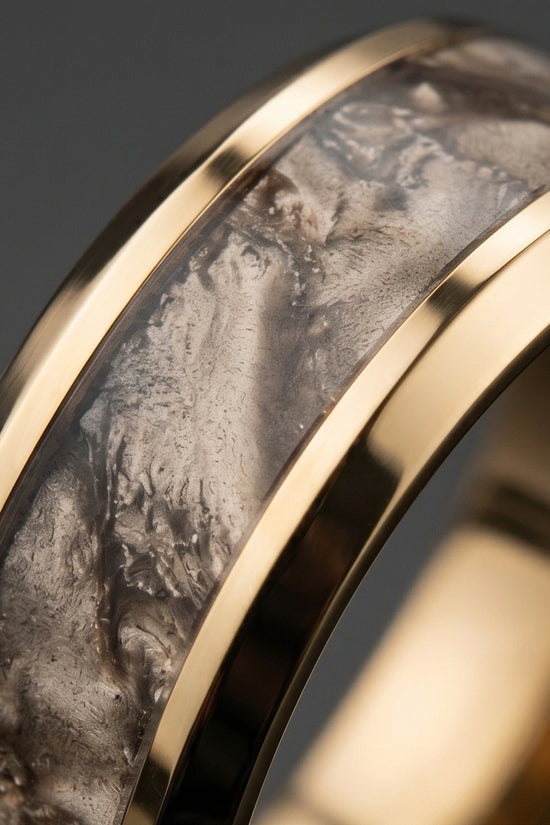 Gold Camouflage Textured Band Ring