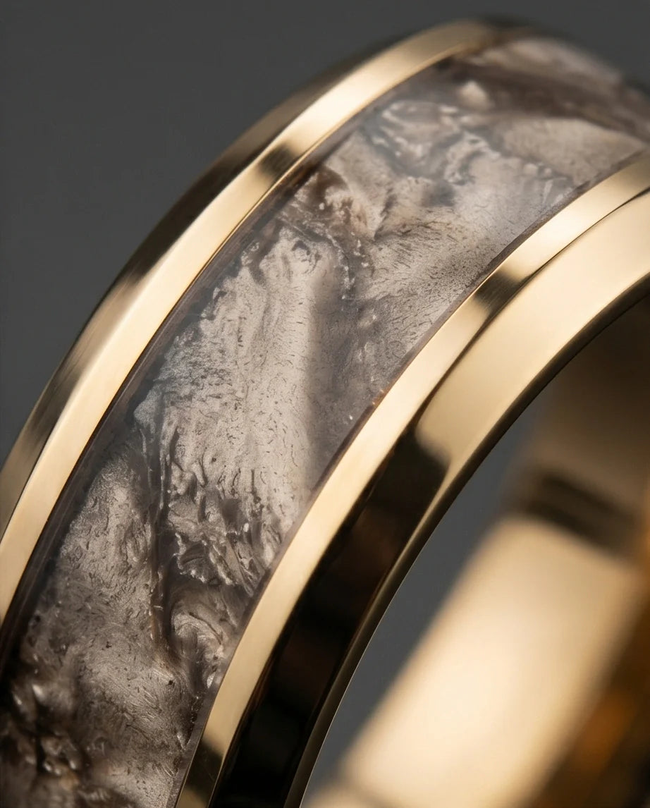 Gold Camouflage Textured Band Ring