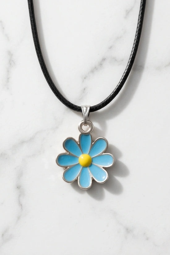 Gold and Pastel Blue Daisy Necklace