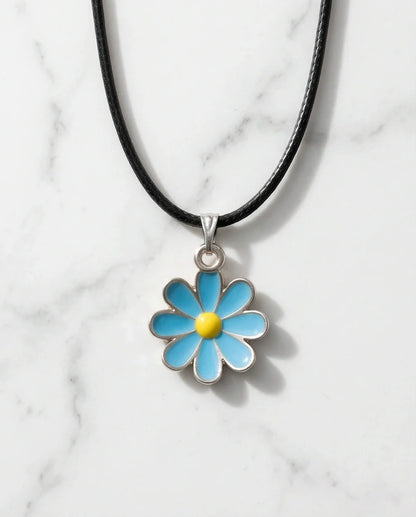 Gold and Pastel Blue Daisy Necklace