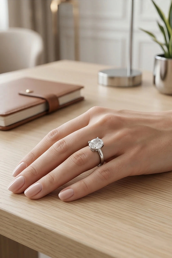 Sterling Silver Oval-Cut Moissanite Solitaire Ring