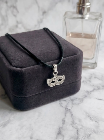Silver Masquerade Mask Pendant Necklace