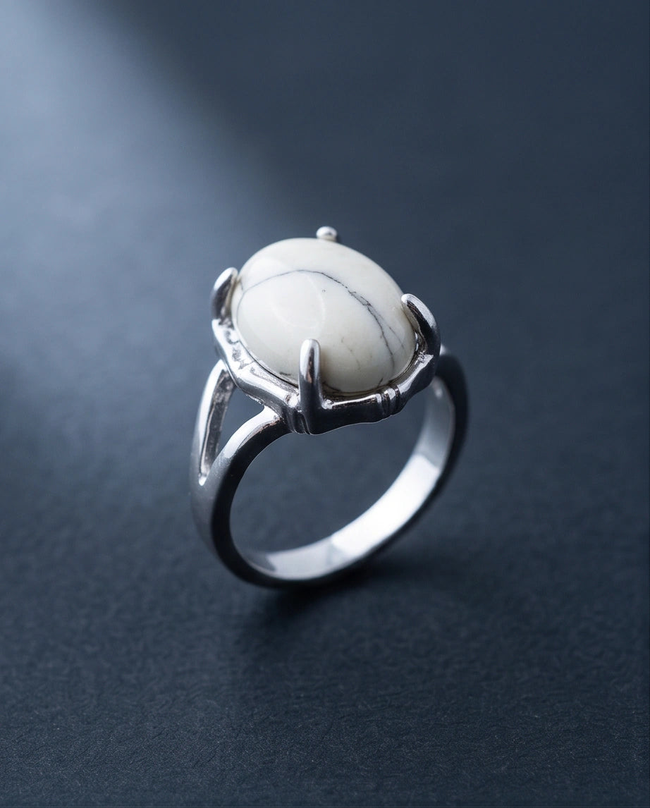White Canyon Howlite Statement Ring