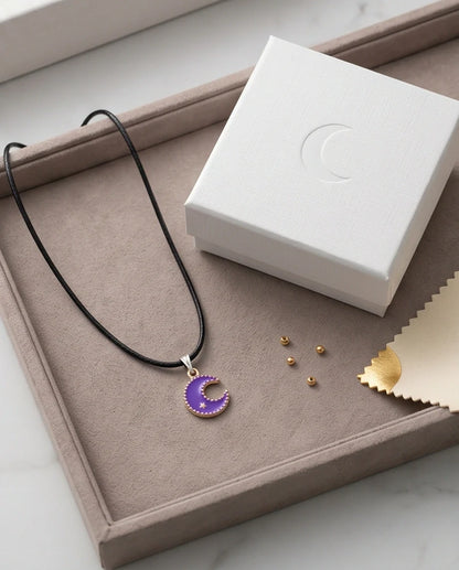 Celestial Purple Crescent Moon Pendant