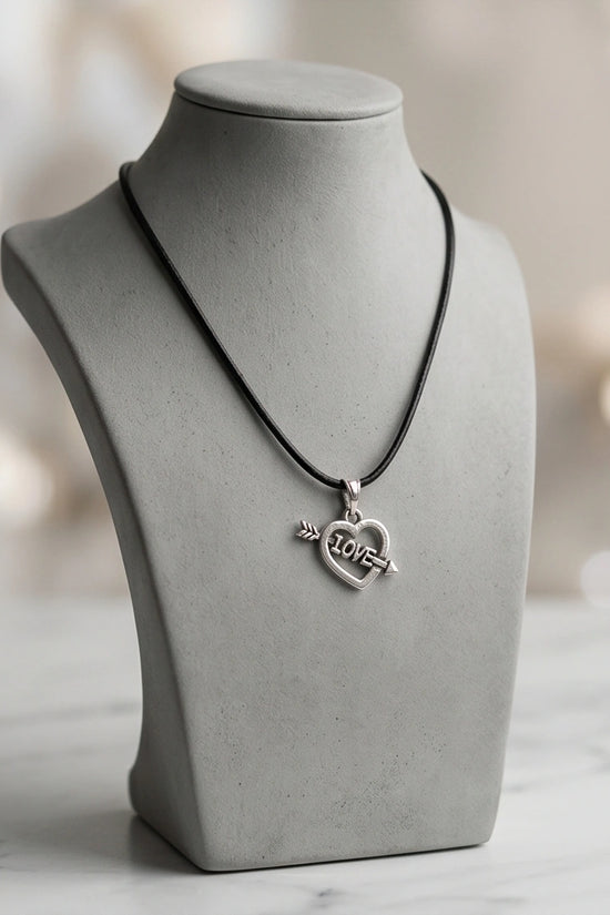 The Pierced Heart: Minimalist "LOVE" Arrow Pendant Necklace