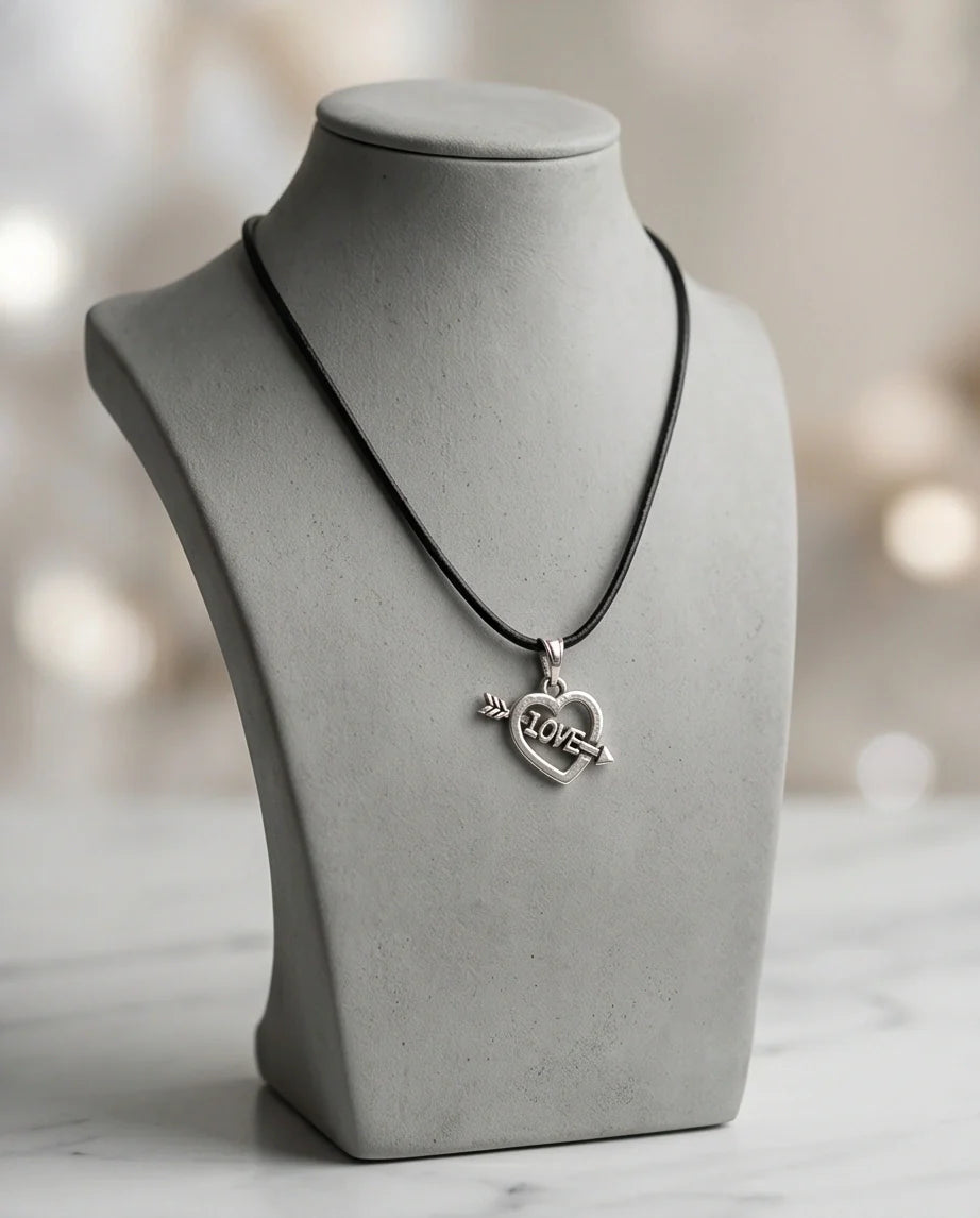 The Pierced Heart: Minimalist "LOVE" Arrow Pendant Necklace