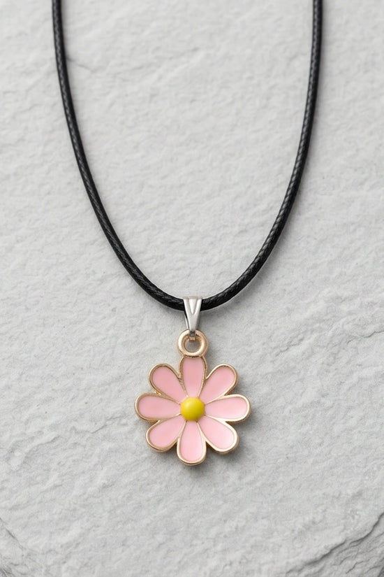 Light Pink Daisy Enamel Pendant Necklace