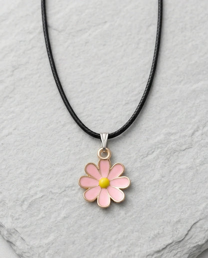 Light Pink Daisy Enamel Pendant Necklace