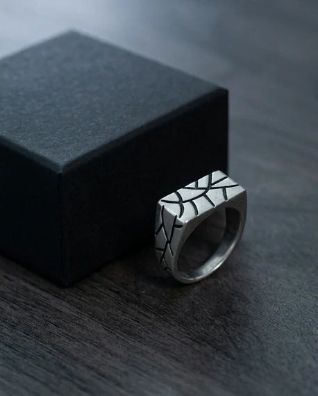 Sterling Silver Abstract Rectangular Signet Ring