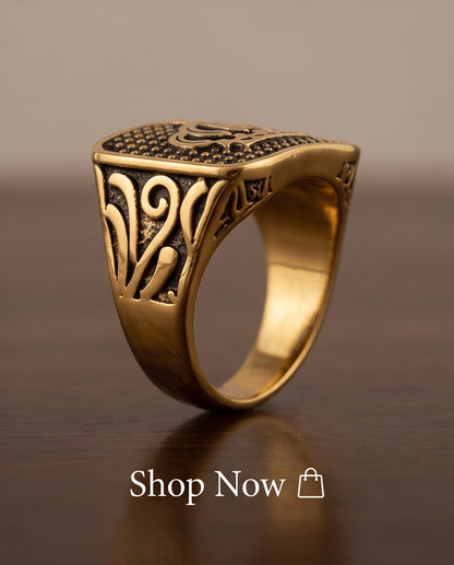 Aureate Crown Cushion Signet Ring