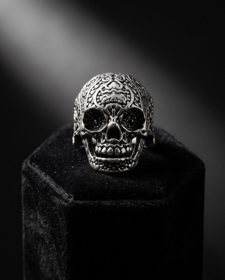 Filigree Calavera Sugar Skull Ring