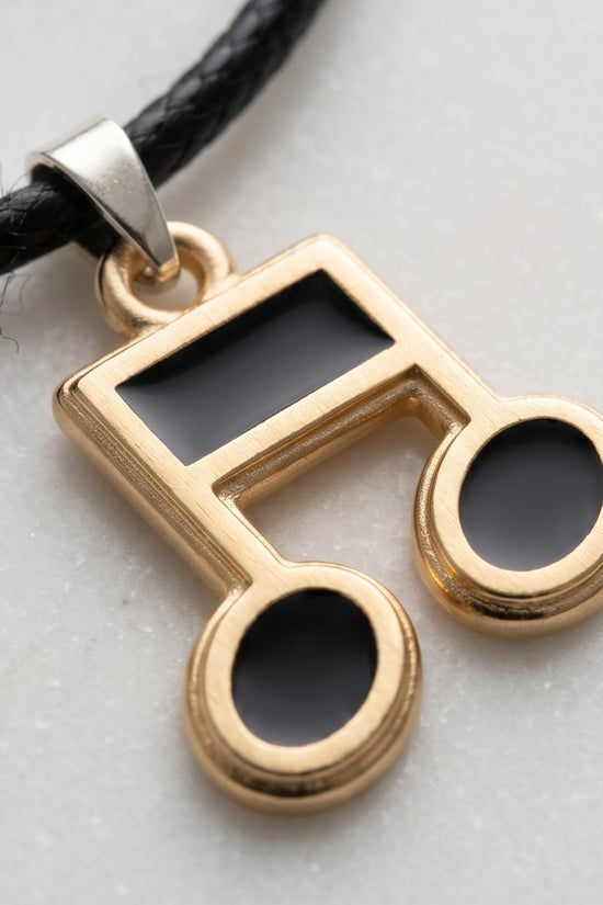 Gold and Black Beamed Eighth Notes Necklace