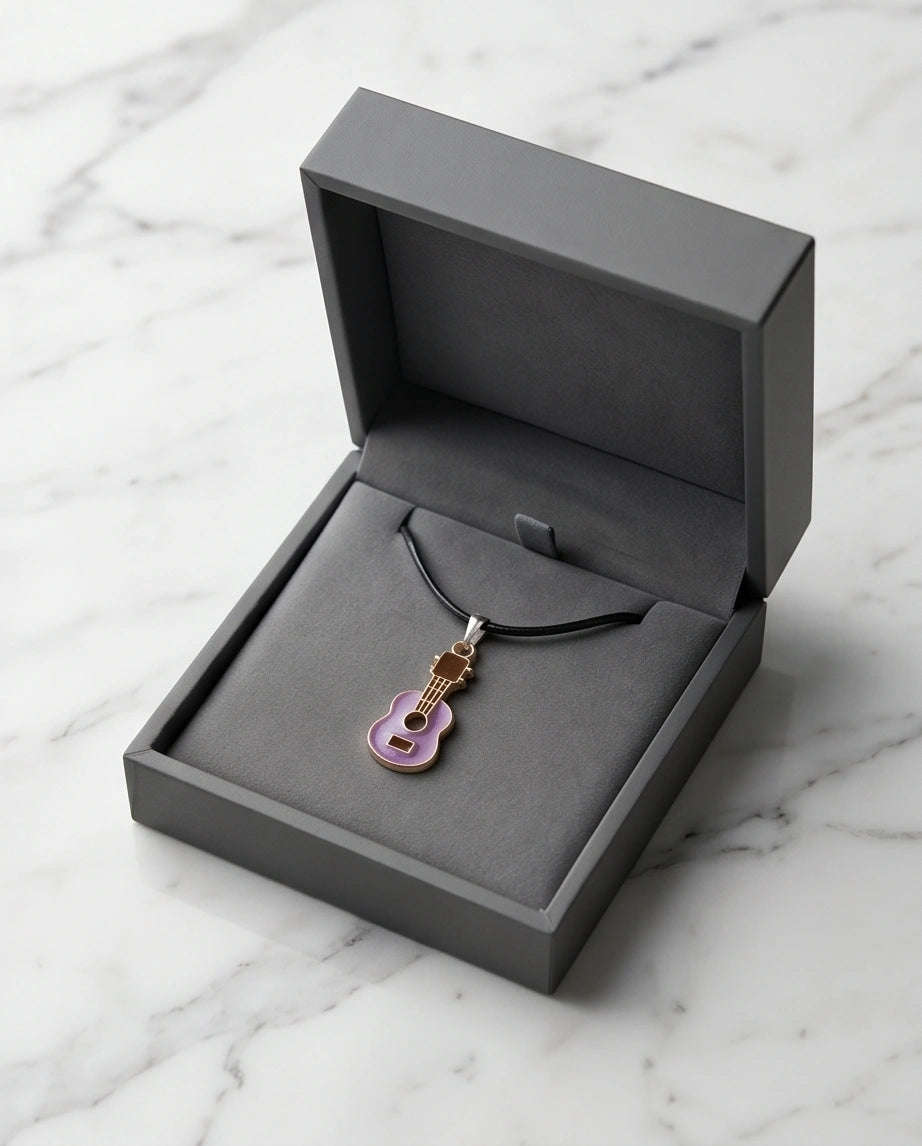 Gold and Purple Acoustic Guitar Necklace