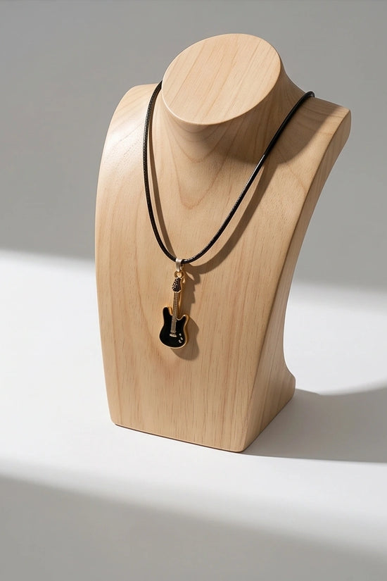 Gold and Black Electric Guitar Necklace