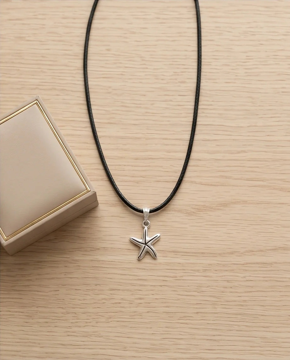 Silver Starfish Pendant Necklace