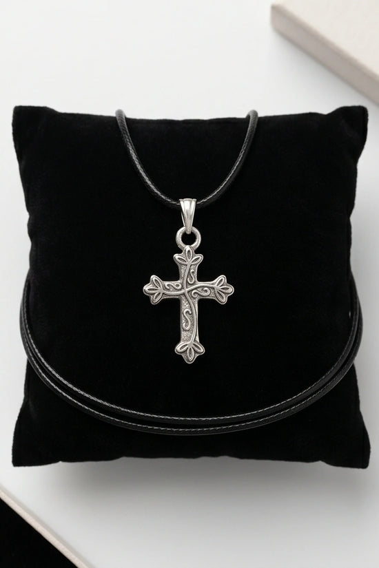 Silver Ornate Filigree Cross Necklace