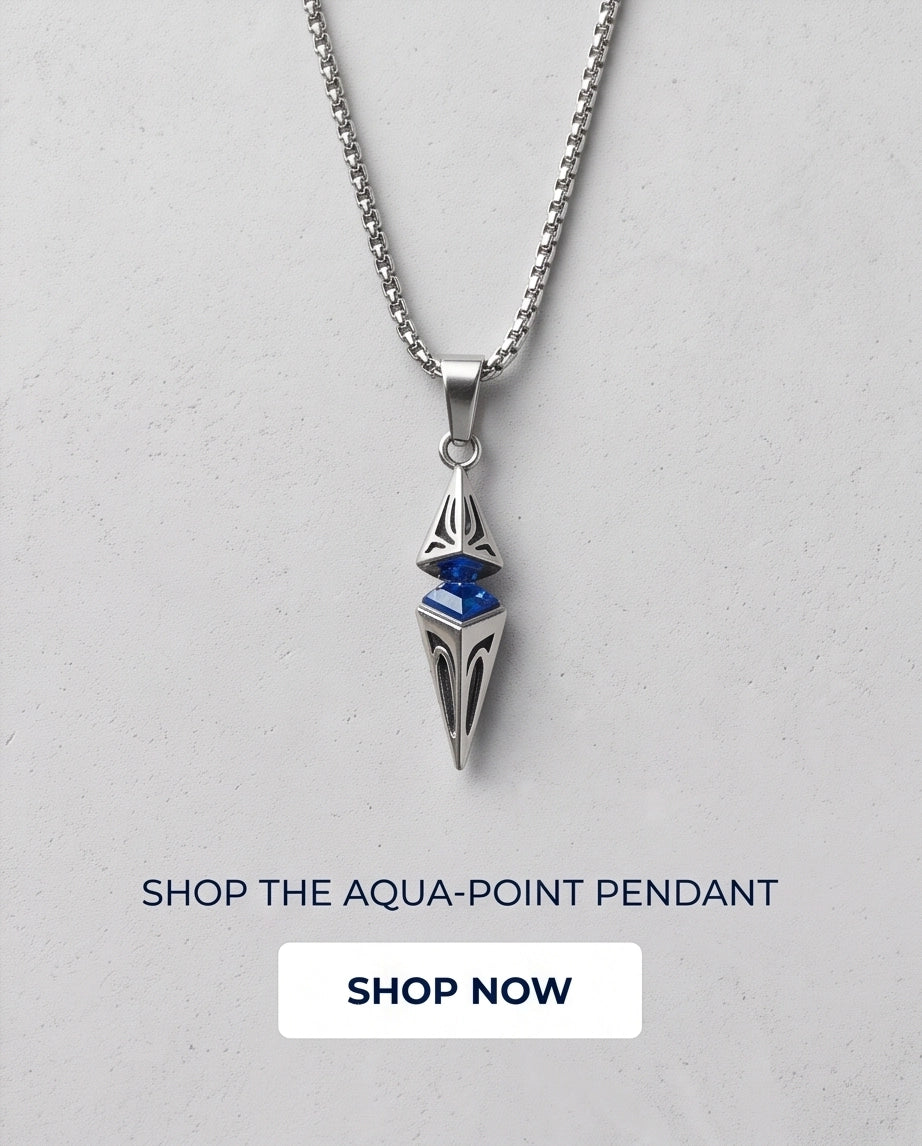 Silver Sapphire Pointed Pendulum Cage Pendant Necklace