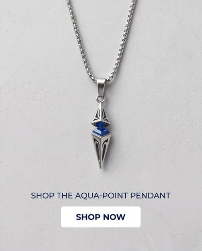 Silver Sapphire Pointed Pendulum Cage Pendant Necklace