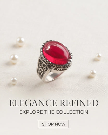 Ruby Cabochon Beaded Bezel Floral Silver Ring