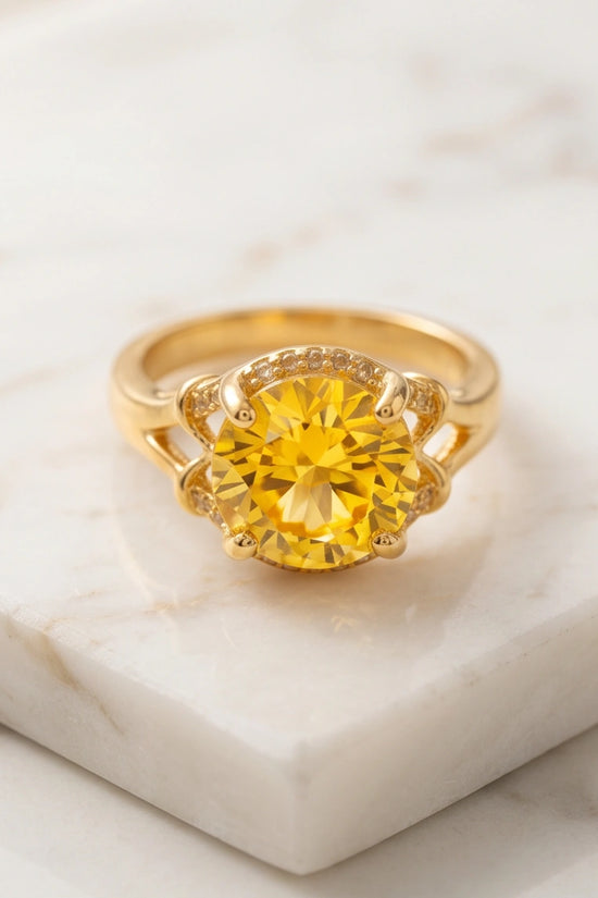 Golden Solis Citrine Filigree Ring
