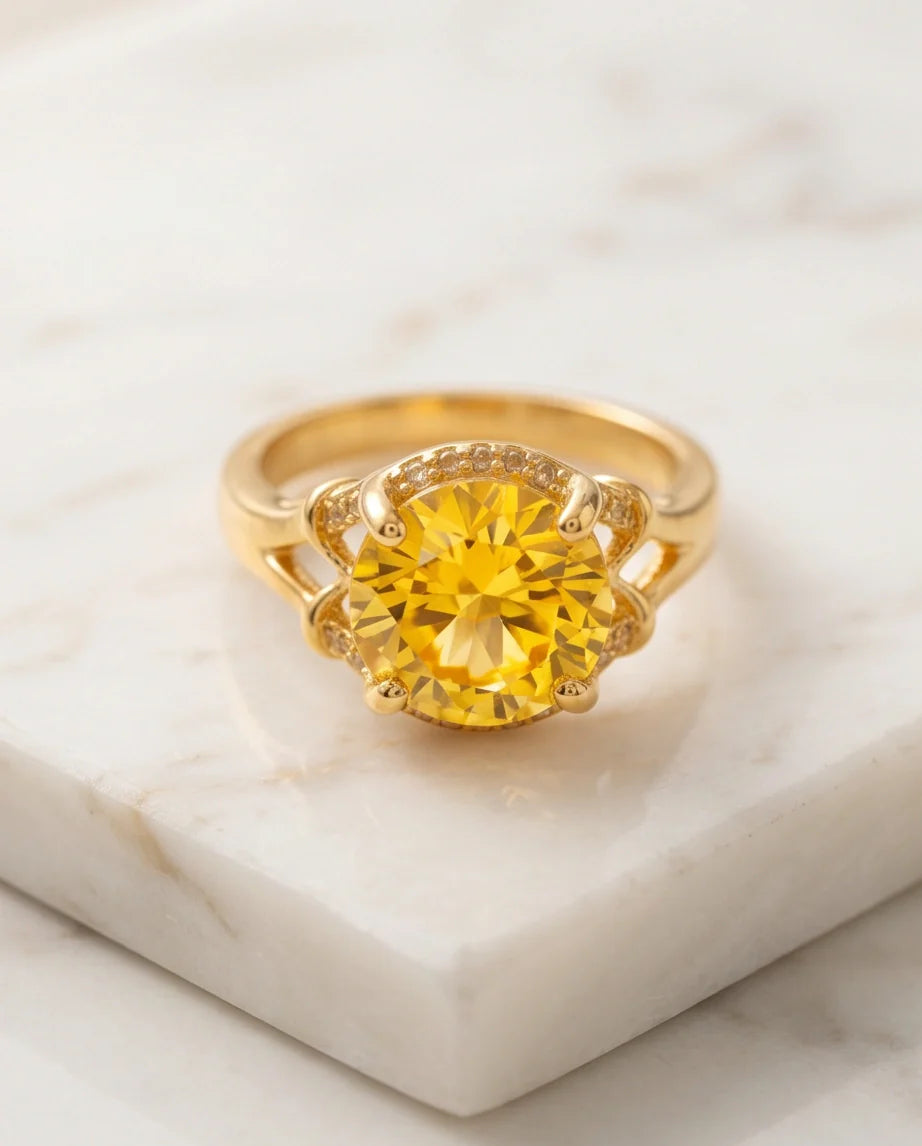 Golden Solis Citrine Filigree Ring