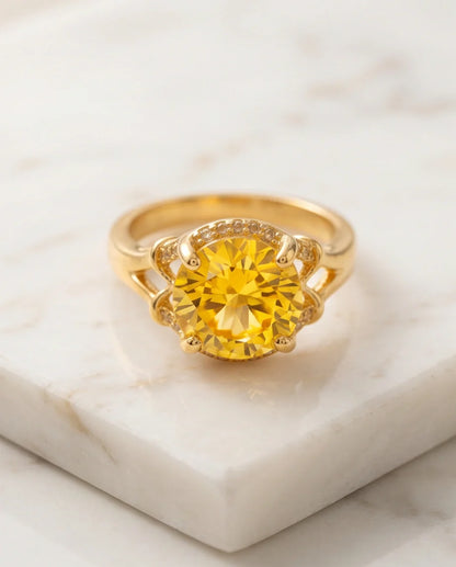Golden Solis Citrine Filigree Ring