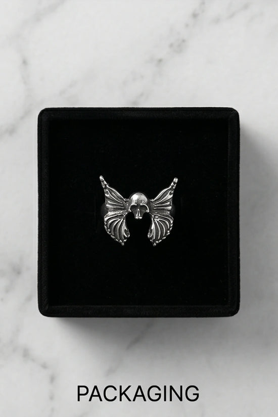 Gothic Sterling Silver Skull Butterfly Ring