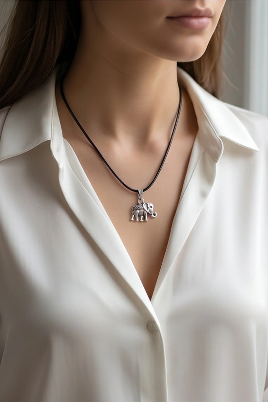 Silver Lucky Elephant Pendant Necklace