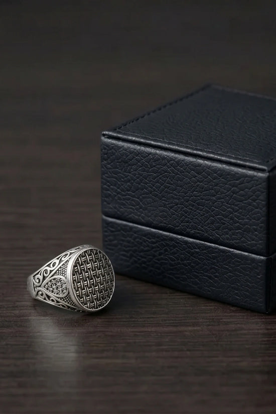 Vintage Sterling Silver Woven Basketweave Signet Ring
