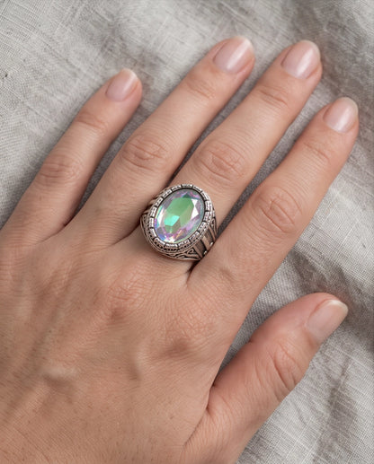 Iridescent Mystic Quartz Silver Ring