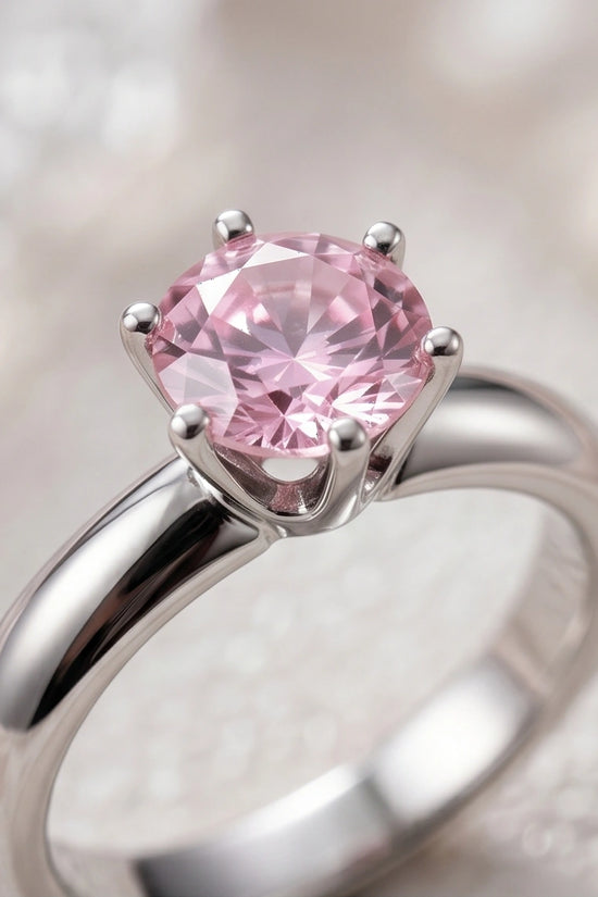 Sterling Silver Classic Round-Cut Pink Sapphire Solitaire Ring