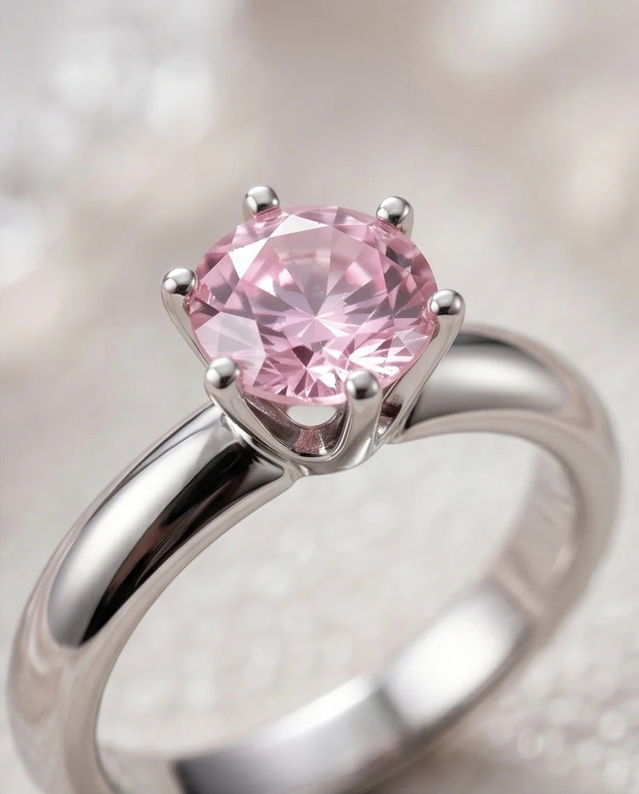 Sterling Silver Classic Round-Cut Pink Sapphire Solitaire Ring