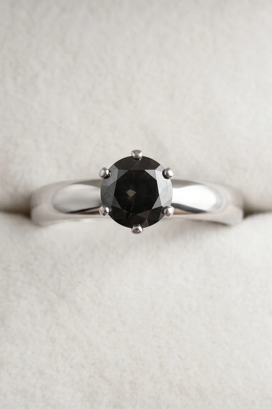 Sterling Silver Black Diamond Solitaire Ring