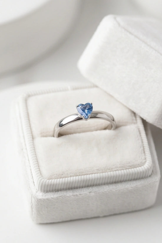 Sterling Silver Heart-Cut Blue Topaz Solitaire Ring