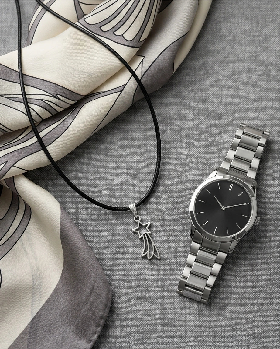 Silver Shooting Star Pendant Necklace