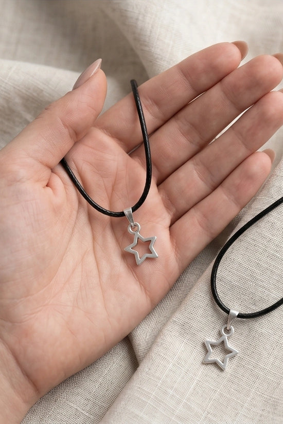 Silver Open Star Pendant Necklace