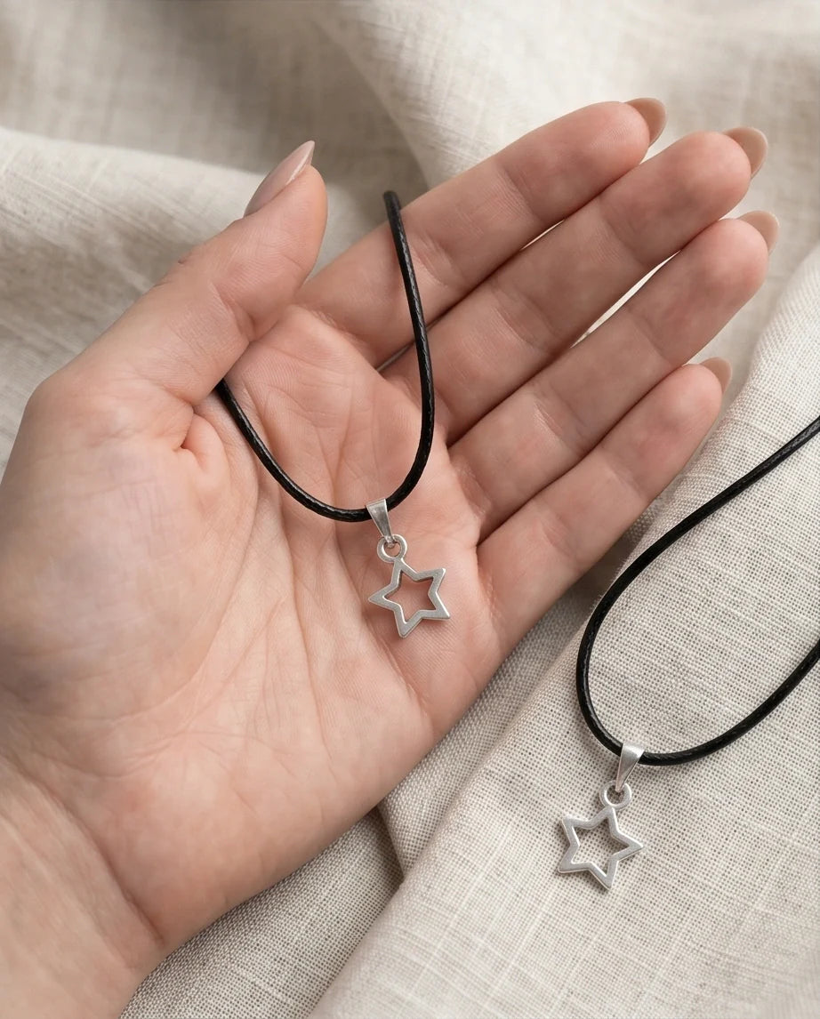 Silver Open Star Pendant Necklace