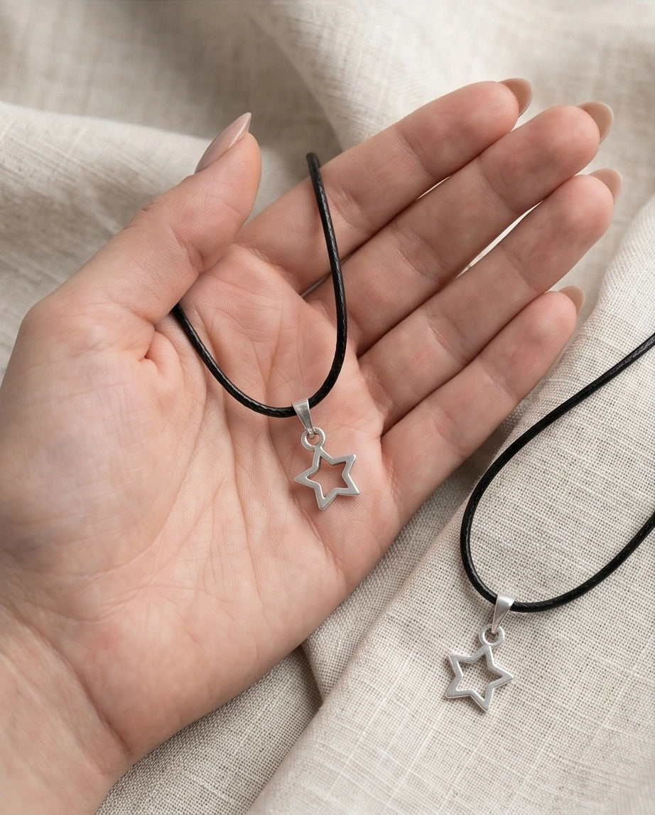 Silver Open Star Pendant Necklace