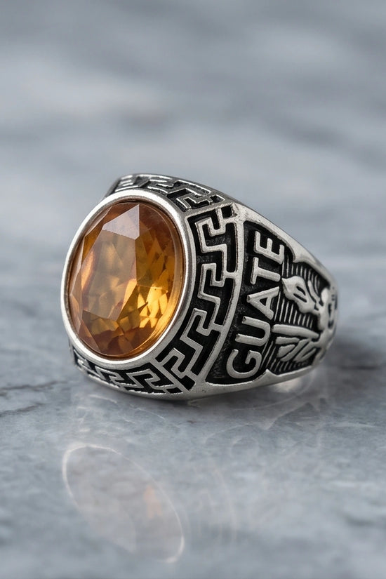 Vintage Amber Citrine Signet Ring