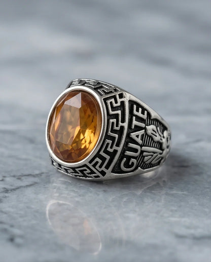 Vintage Amber Citrine Signet Ring