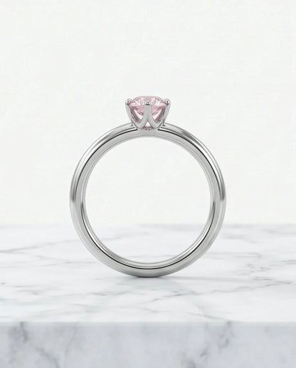 Sterling Silver Round-Cut Pink Diamond Solitaire Ring